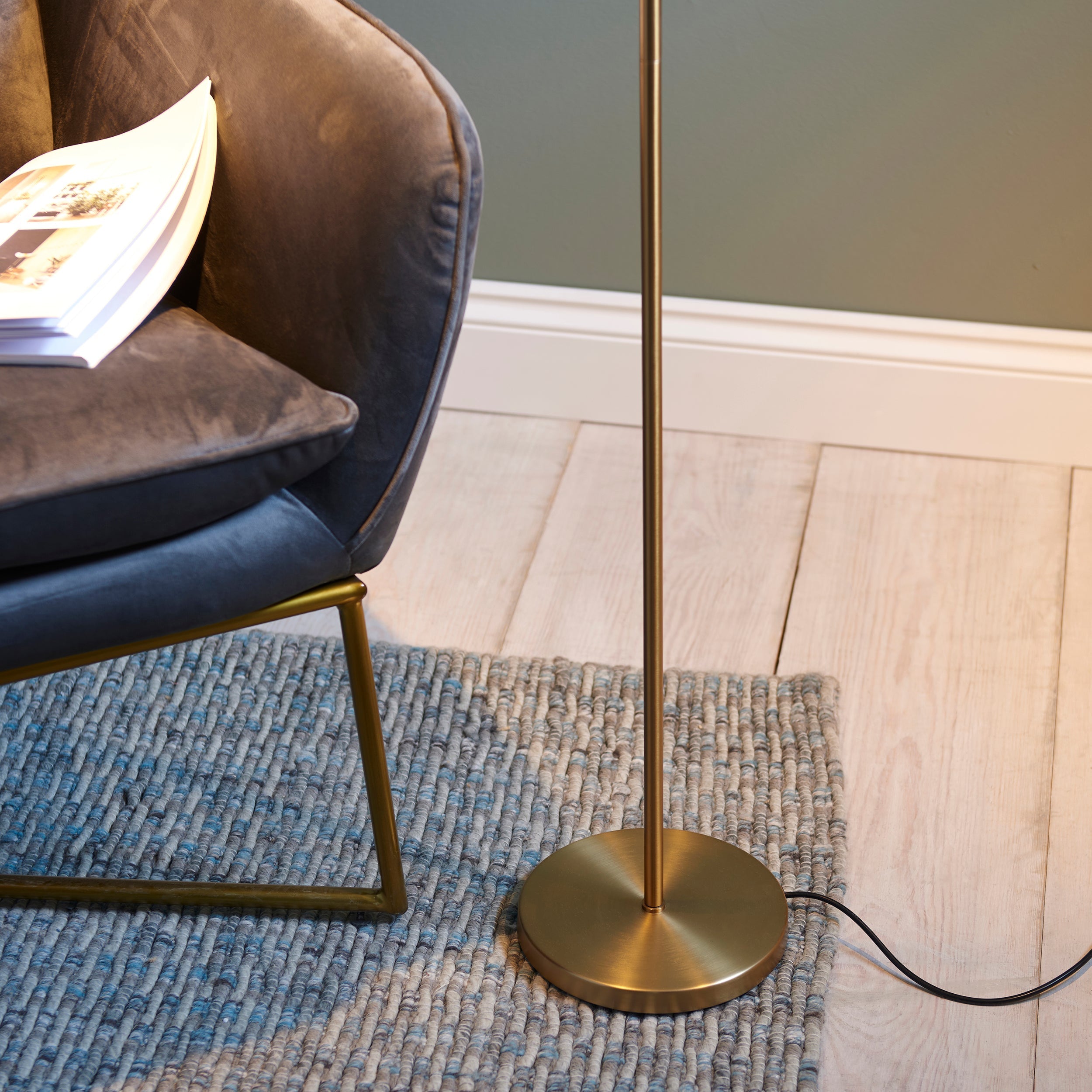 Endon Dedicated Reader Floor Lamp Warm Brass | 3-Stage Dimmer