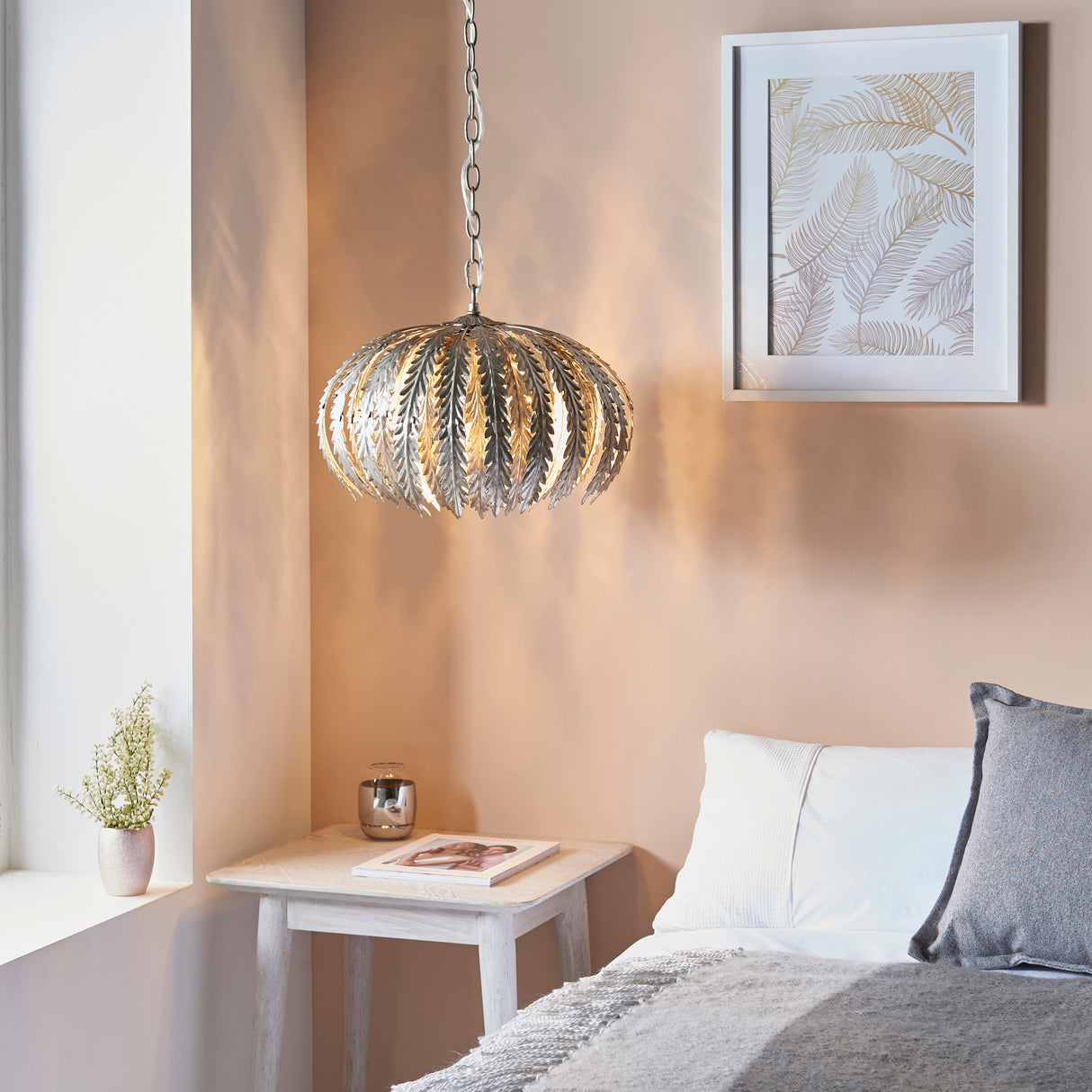 Endon Delphine Pendant Silver Leaf –  from Amos Lighting + Home