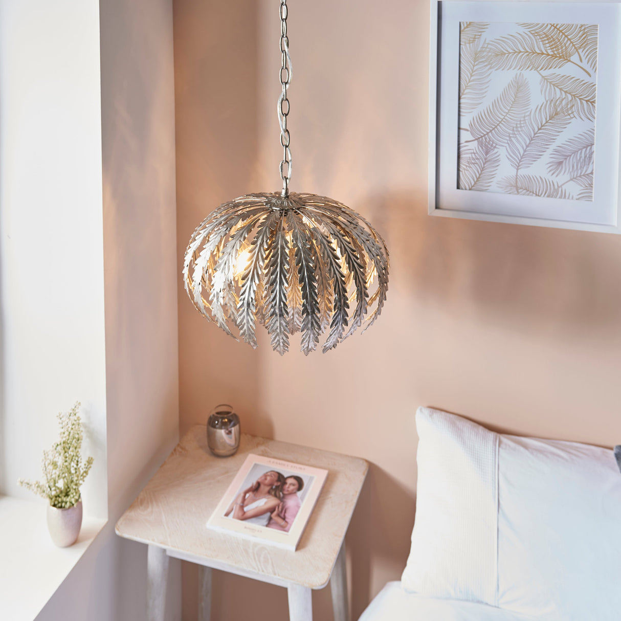 Endon Delphine Pendant Silver Leaf –  from Amos Lighting + Home