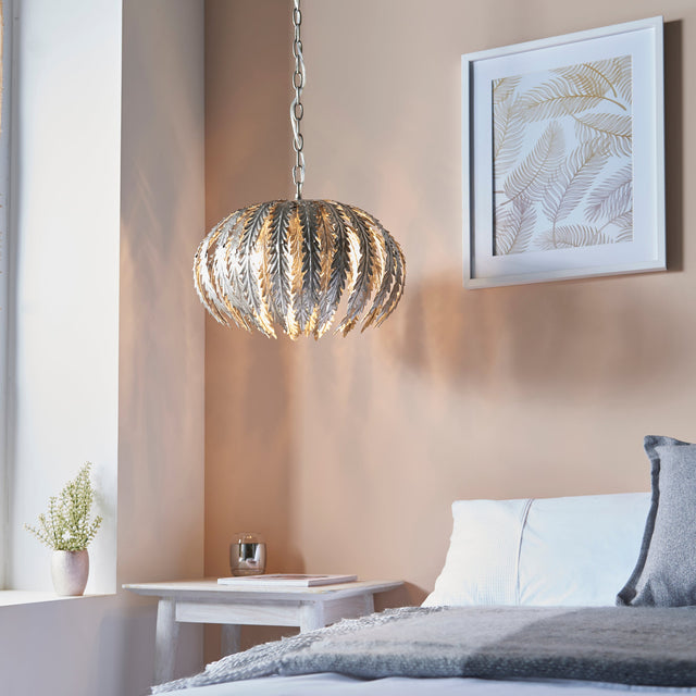 Endon Delphine Pendant Silver Leaf –  from Amos Lighting + Home