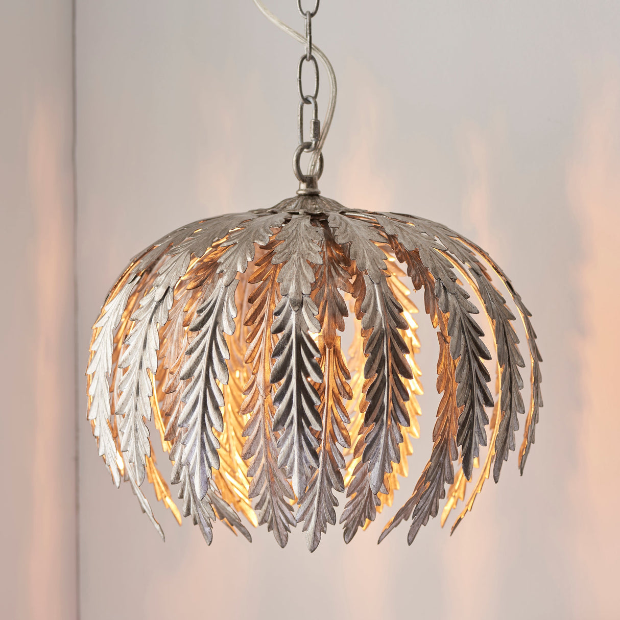 Endon Delphine Pendant Silver Leaf Small –  from Amos Lighting + Home