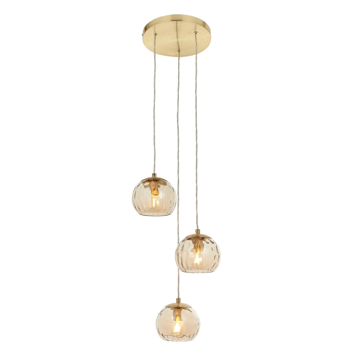 Endon Dimple 3lt Cluster Pendant Satin Brass –  from Amos Lighting + Home