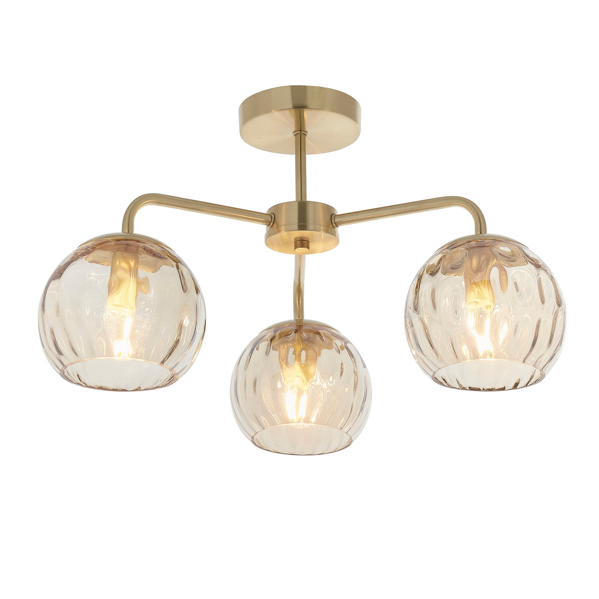 Endon Dimple 3lt Semi Flush Satin Brass –  from Amos Lighting + Home