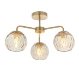 Endon Dimple 3lt Semi Flush Satin Brass –  from Amos Lighting + Home