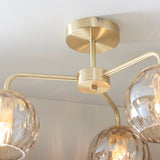 Endon Dimple 3lt Semi Flush Satin Brass –  from Amos Lighting + Home