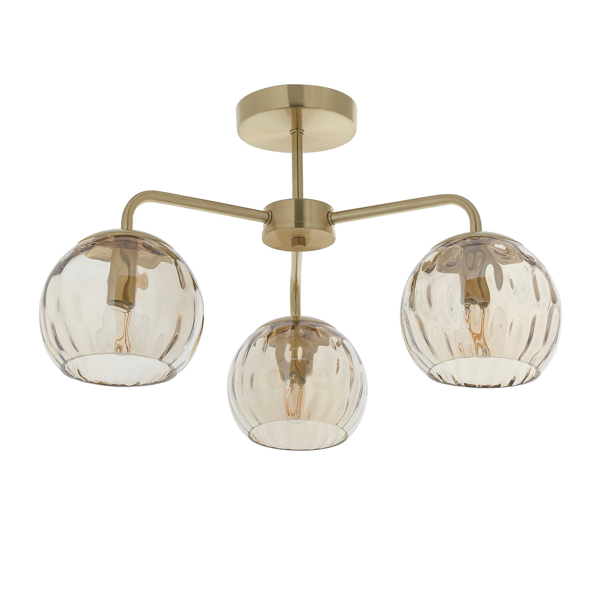 Endon Dimple 3lt Semi Flush Satin Brass –  from Amos Lighting + Home