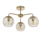 Endon Dimple 3lt Semi Flush Satin Brass –  from Amos Lighting + Home