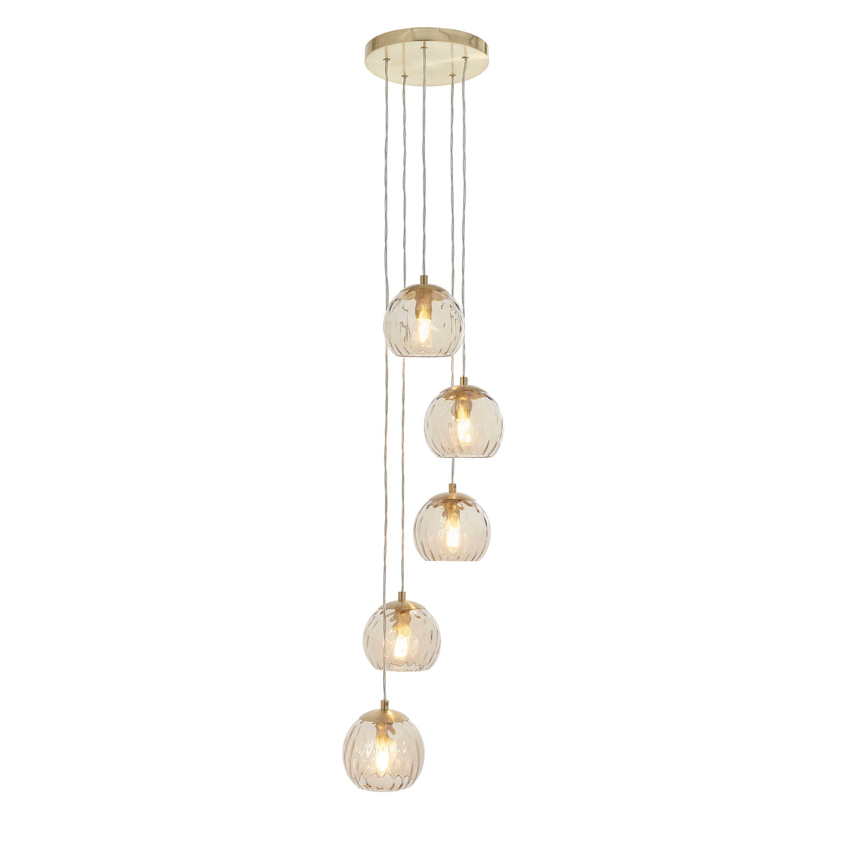 Endon Dimple 5lt Cluster Pendant Satin Brass –  from Amos Lighting + Home