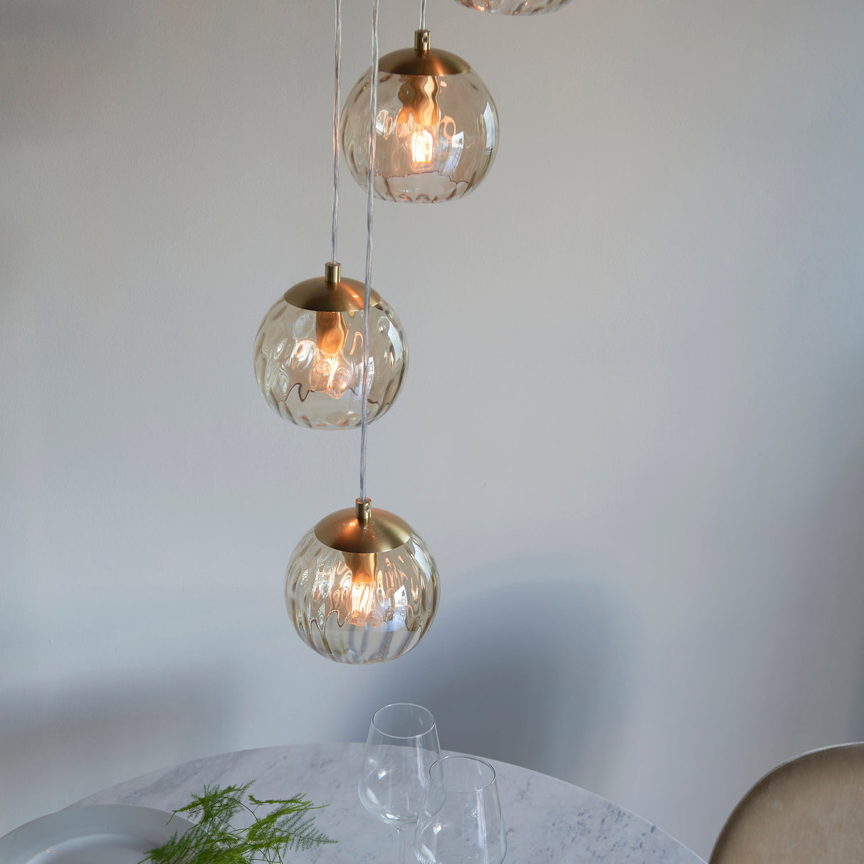 Endon Dimple 5lt Cluster Pendant Satin Brass –  from Amos Lighting + Home