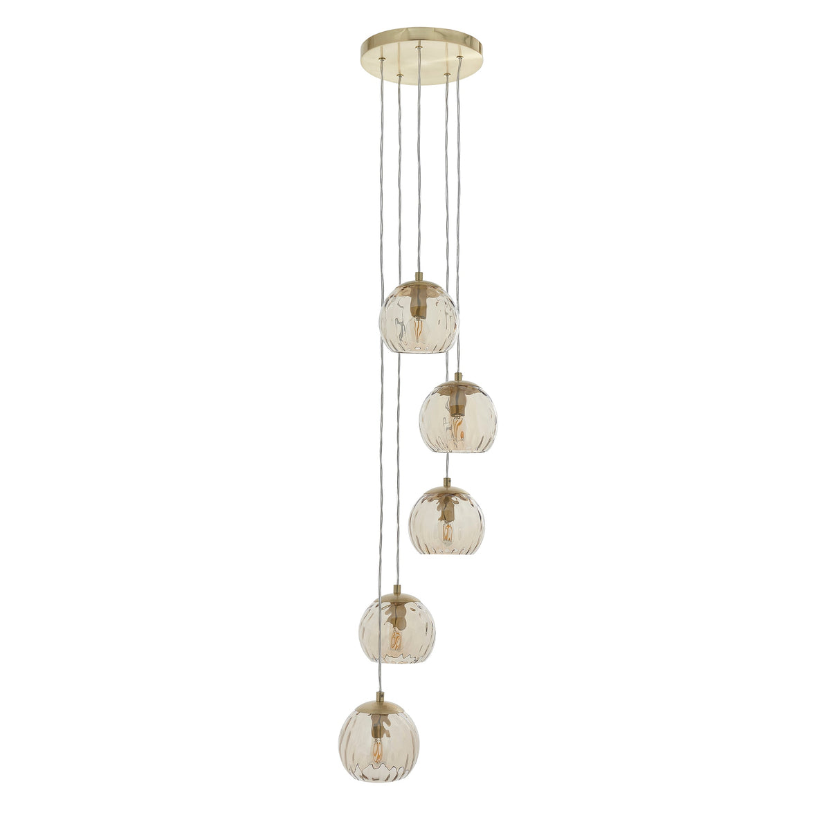 Endon Dimple 5lt Cluster Pendant Satin Brass –  from Amos Lighting + Home