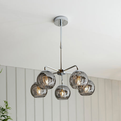 Endon Dimple 5lt Pendant Chandelier Smoked Glass –  from Amos Lighting + Home