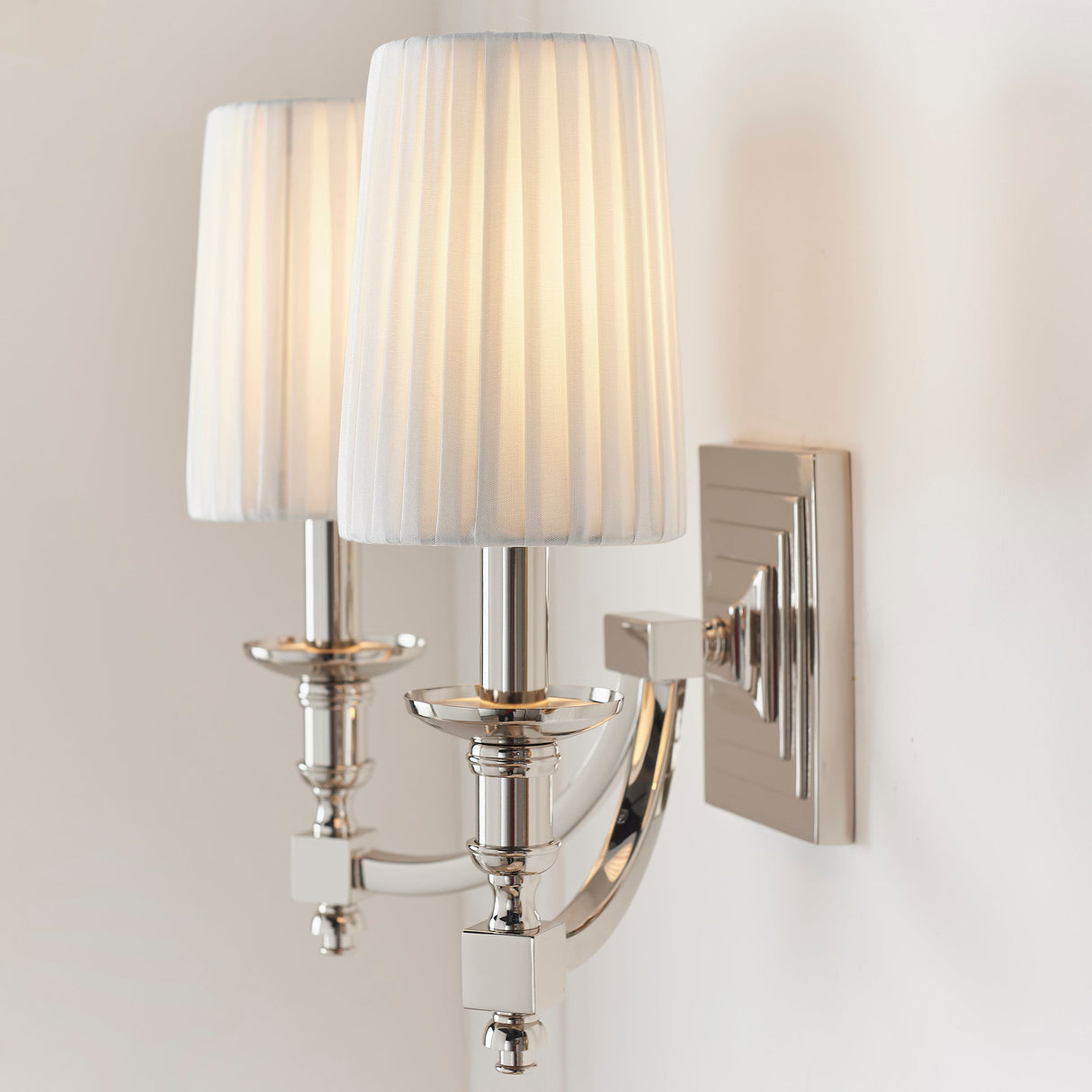 Amos Domina Nickel Twin Wall Light –  from Amos Lighting + Home