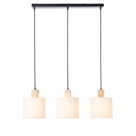 Amos Durban 3lt Bar Pendant Natural Wood & Linen –  from Amos Lighting + Home