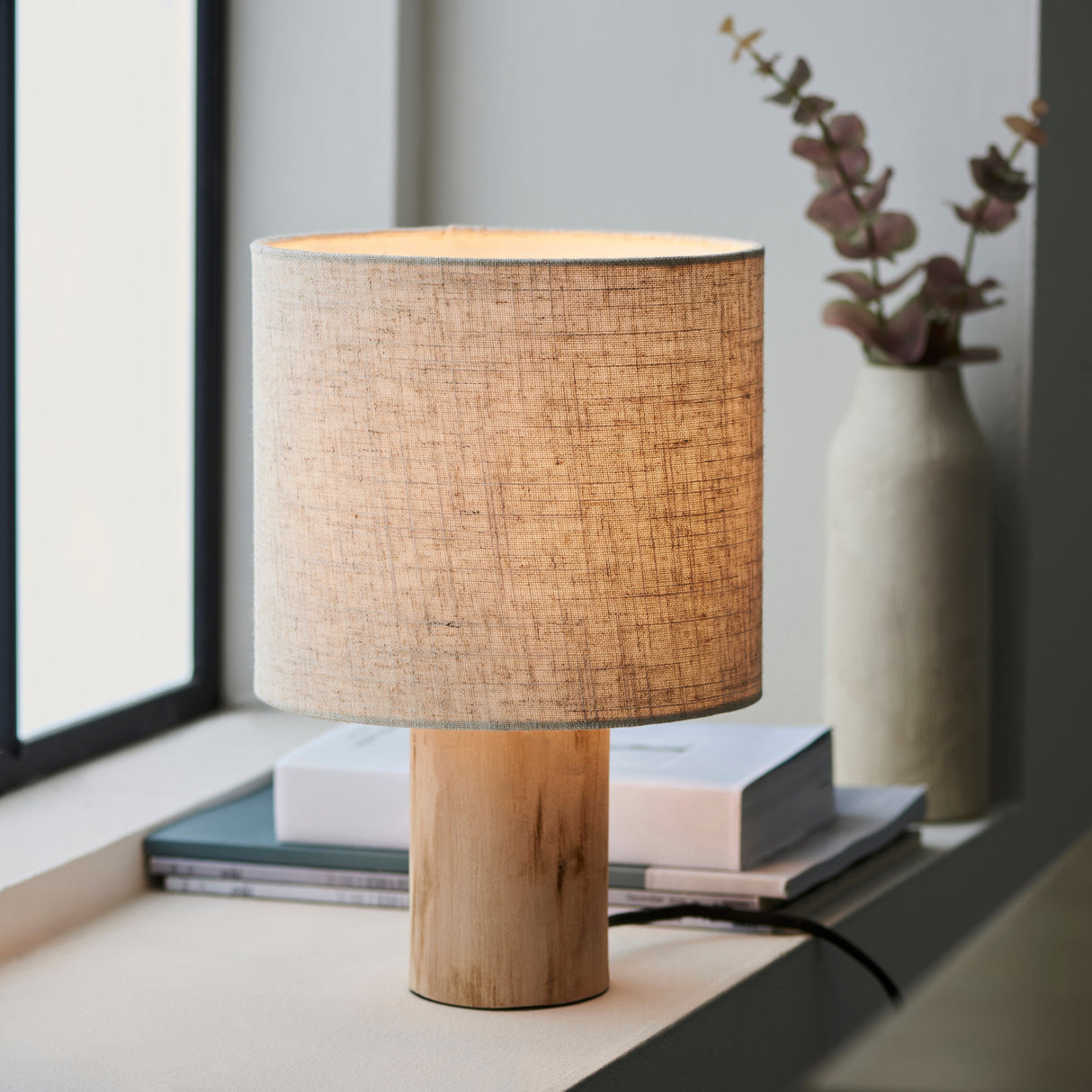 Amos Durban Table Lamp Natural Wood & Linen –  from Amos Lighting + Home