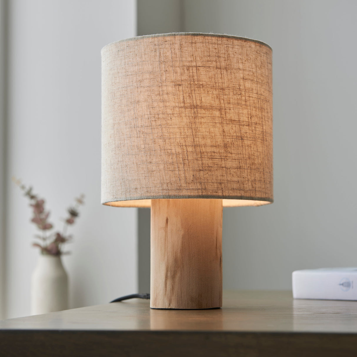 Amos Durban Table Lamp Natural Wood & Linen –  from Amos Lighting + Home