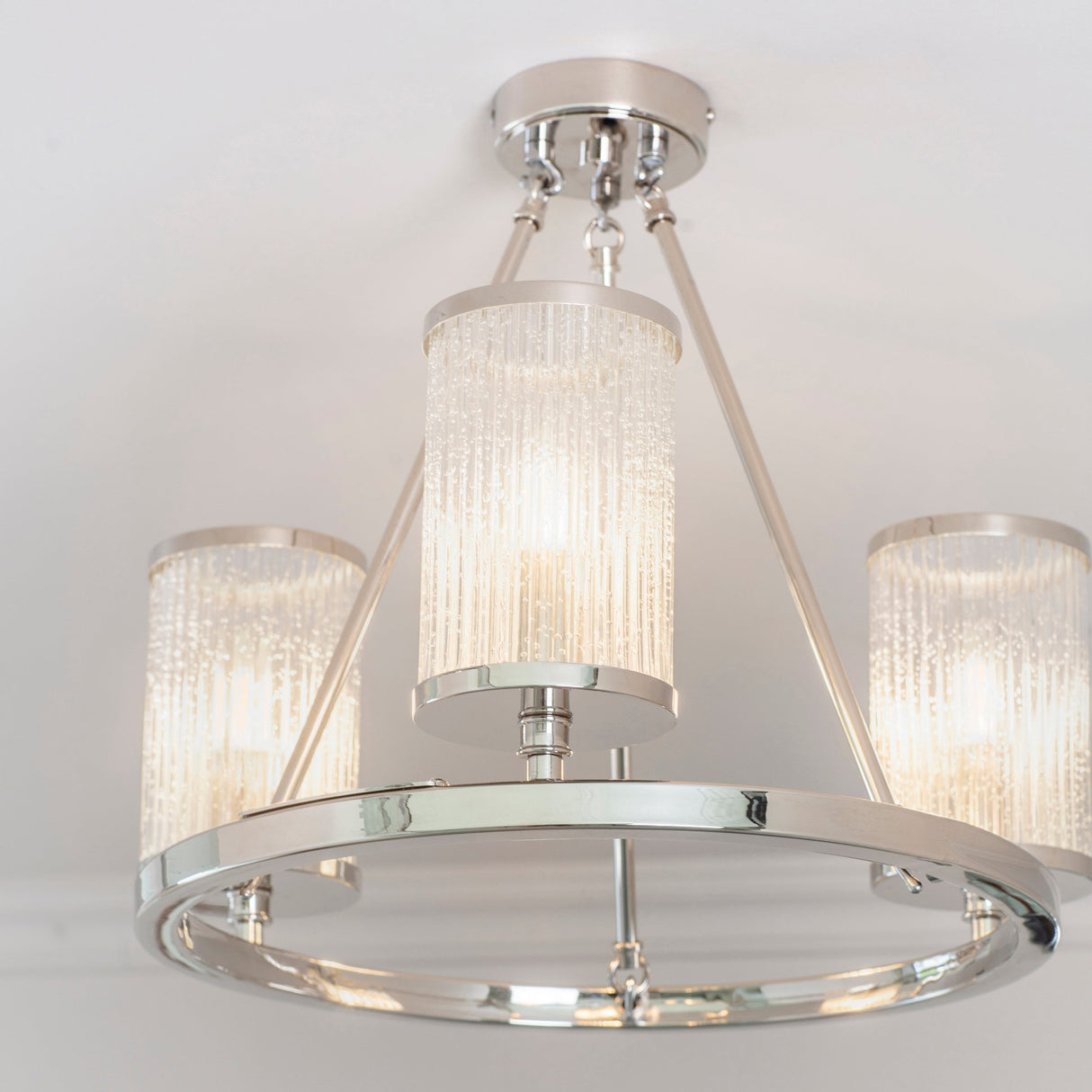 Endon Easton Nickel 3lt Semi flush Ceiling Light –  from Amos Lighting + Home