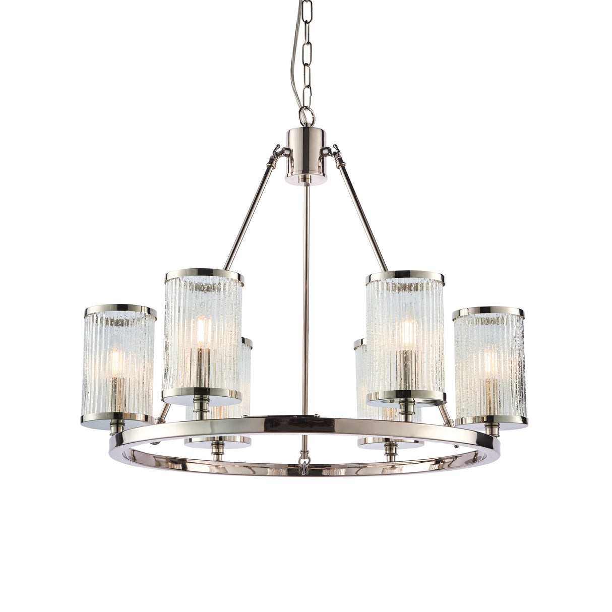 Endon Easton Nickel 6lt Chandelier –  from Amos Lighting + Home