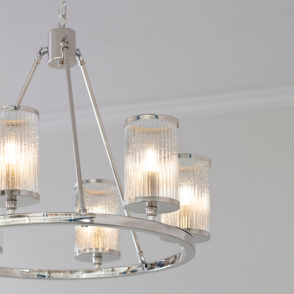 Endon Easton Nickel 6lt Chandelier –  from Amos Lighting + Home