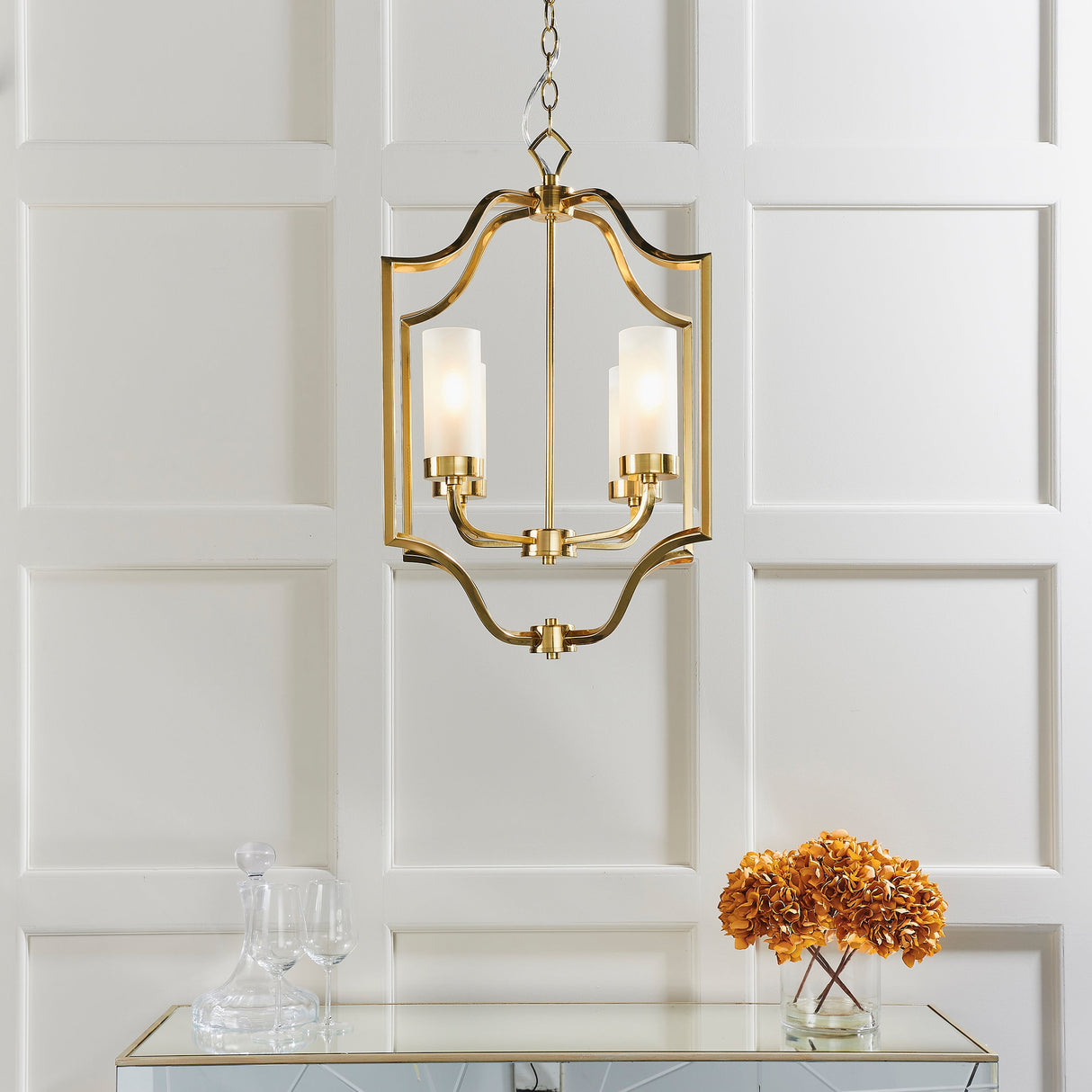 Amos Edrea Satin Brass Chandelier –  from Amos Lighting + Home