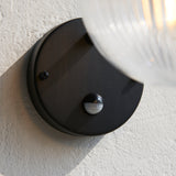 Amos Eldon Outdoor Wall Light Textured Black &amp; Ribbed Glass –  from Amos Lighting + Home