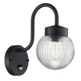 Amos Eldon Outdoor Wall Light Textured Black &amp; Ribbed Glass –  from Amos Lighting + Home