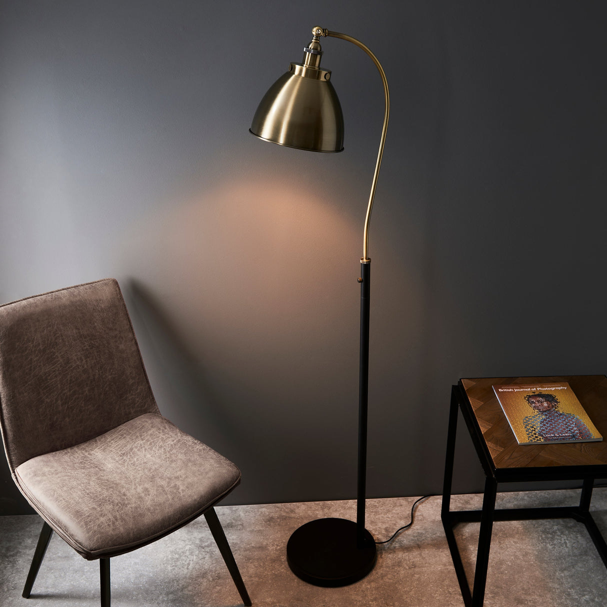 Amos Franklin Floor Lamp Antique Brass & Black –  from Amos Lighting + Home