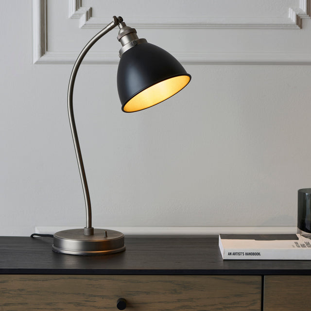 Amos Franklin Table Lamp Matt Black & Pewter –  from Amos Lighting + Home