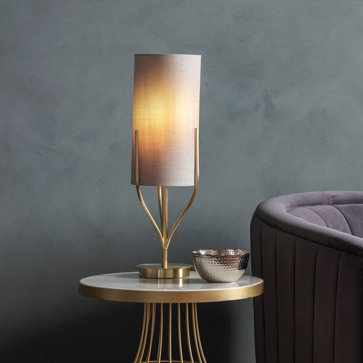 Amos Fraser Satin Brass Table Lamp with Shade –  from Amos Lighting + Home