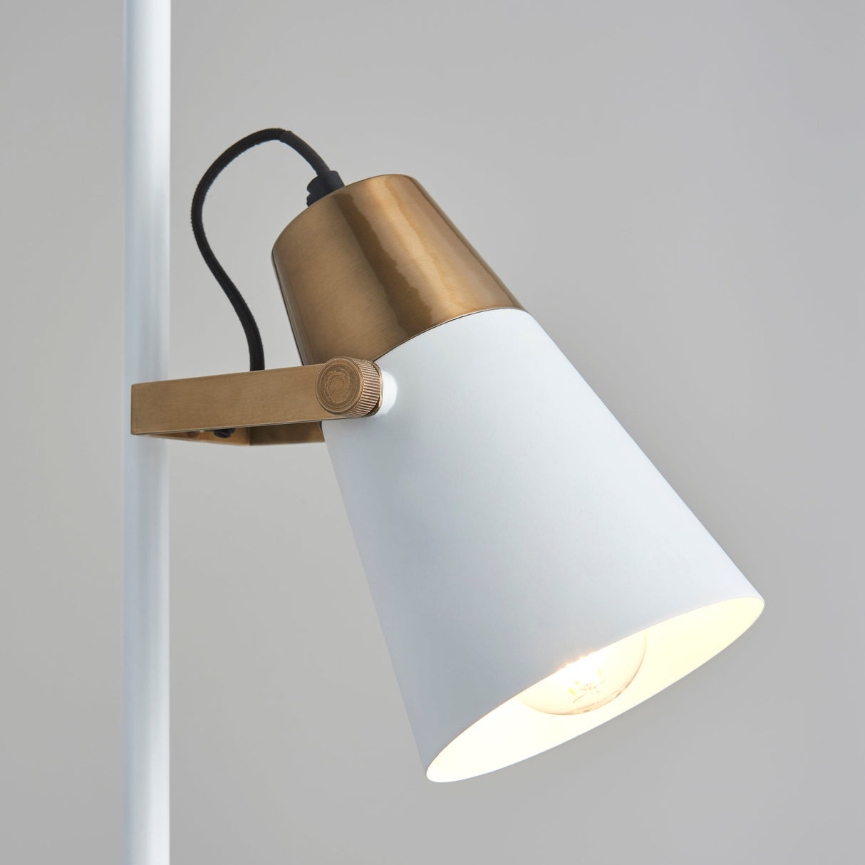 Amos Gerik Floor Lamp White & Aged Brass –  from Amos Lighting + Home