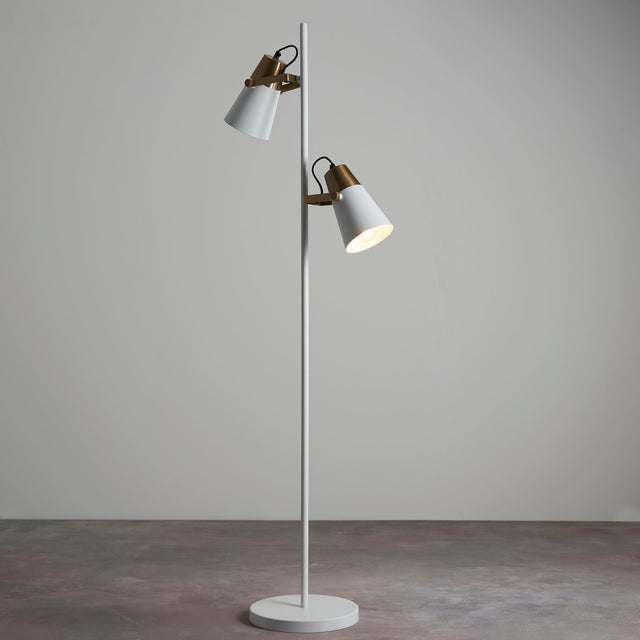 Amos Gerik Floor Lamp White & Aged Brass –  from Amos Lighting + Home