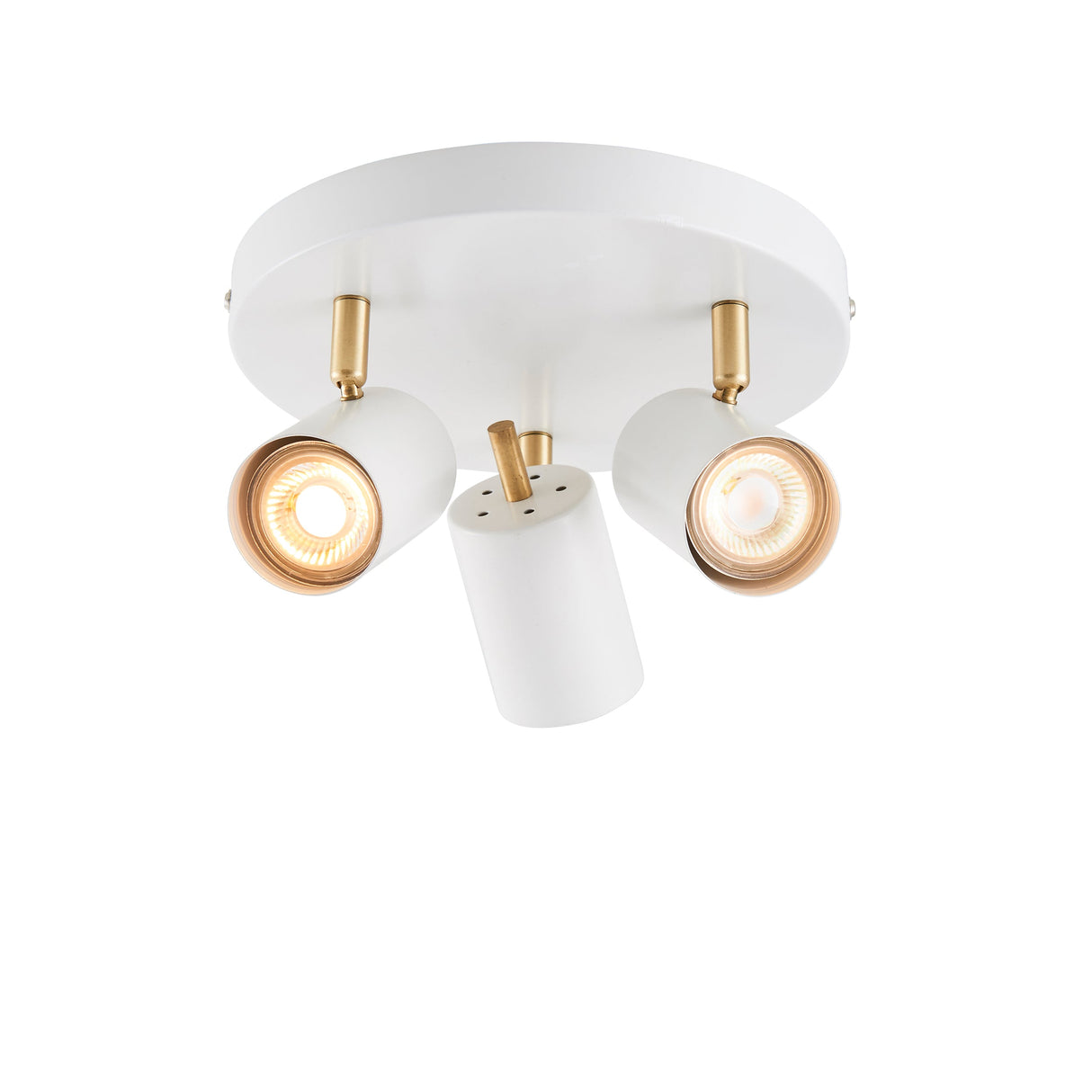 Amos Gull 3 Arm Spotlight Matt White & Satin Brass –  from Amos Lighting + Home