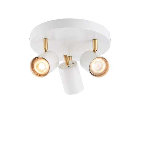 Amos Gull 3 Arm Spotlight Matt White & Satin Brass –  from Amos Lighting + Home