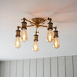 Amos Hal 5lt Semi flush Antique Brass –  from Amos Lighting + Home