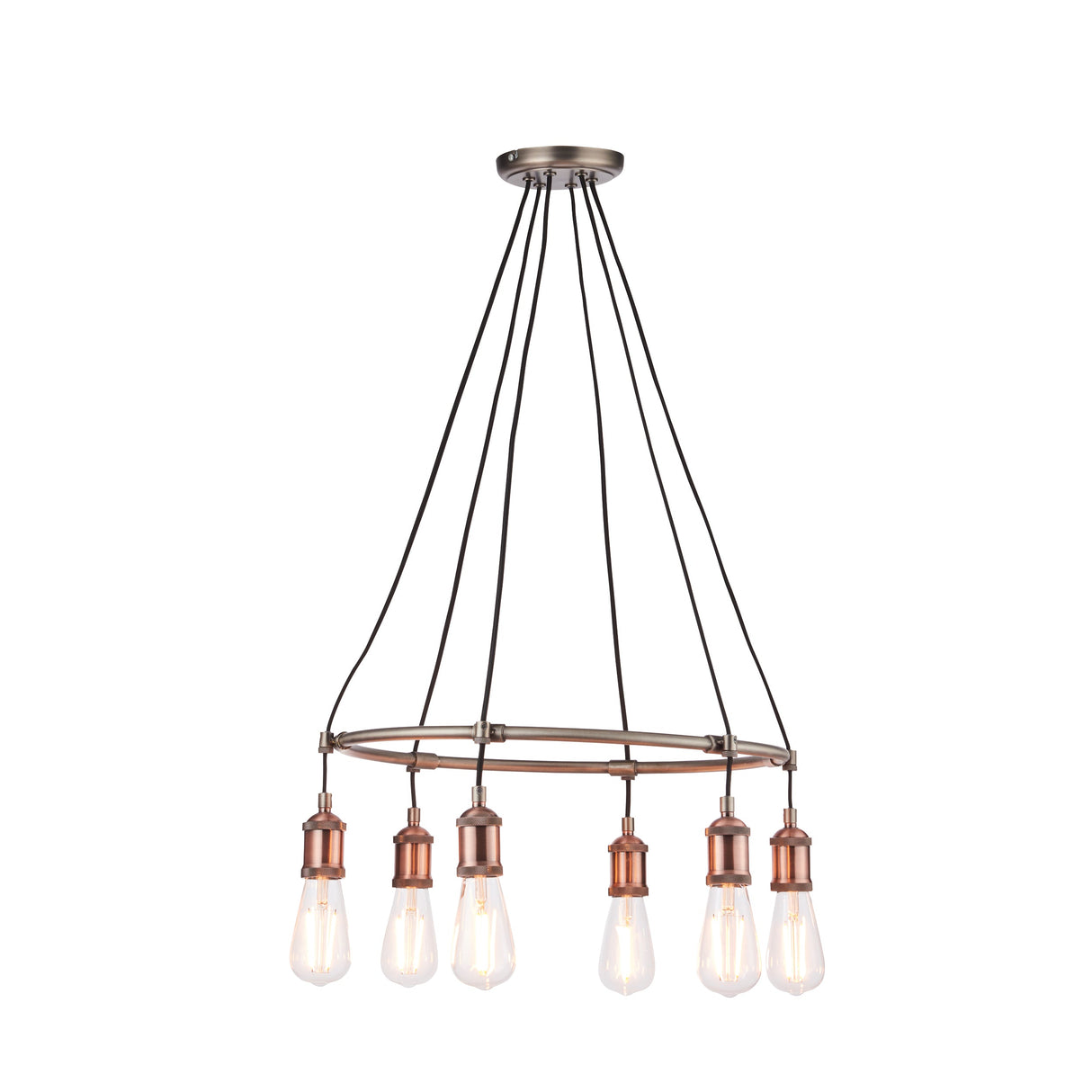 Amos Hal 6lt Cartwheel Pendant Aged Pewter & Copper –  from Amos Lighting + Home