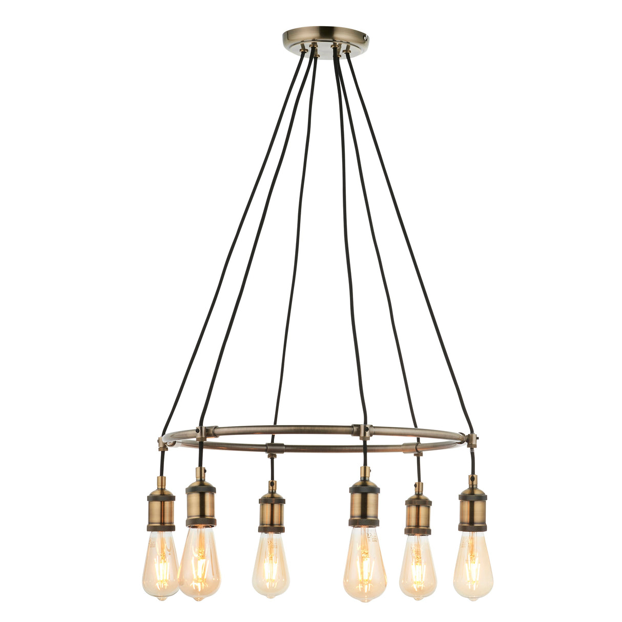 Amos Hal 6lt Cartwheel Pendant Antique Brass –  from Amos Lighting + Home