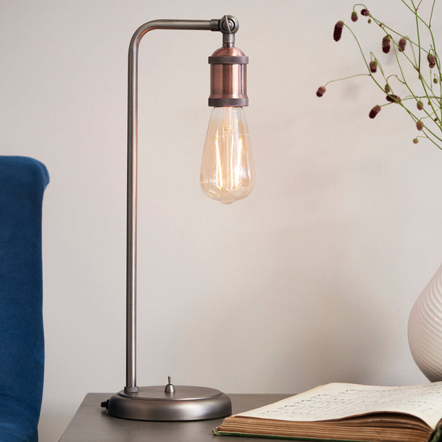 Amos Hal Table Lamp Aged Pewter & Copper –  from Amos Lighting + Home