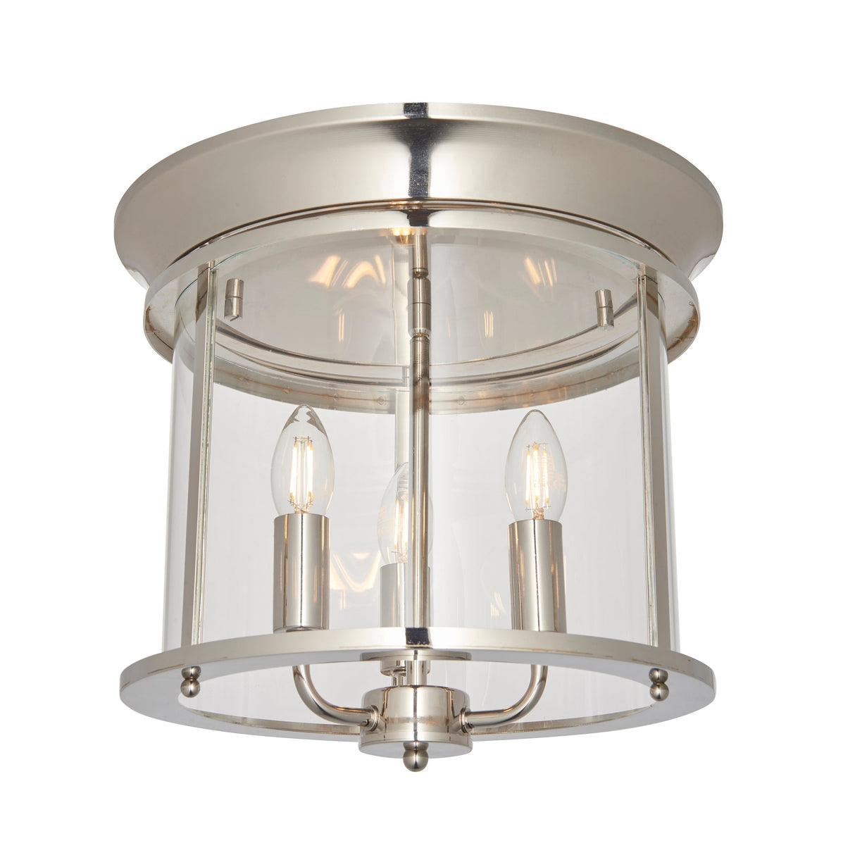 Endon Hampworth Flush Ceiling Light Polished Nickel –  from Amos Lighting + Home