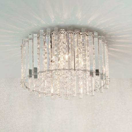 Endon Hanna Crystal Flush Ceiling Light Chrome –  from Amos Lighting + Home