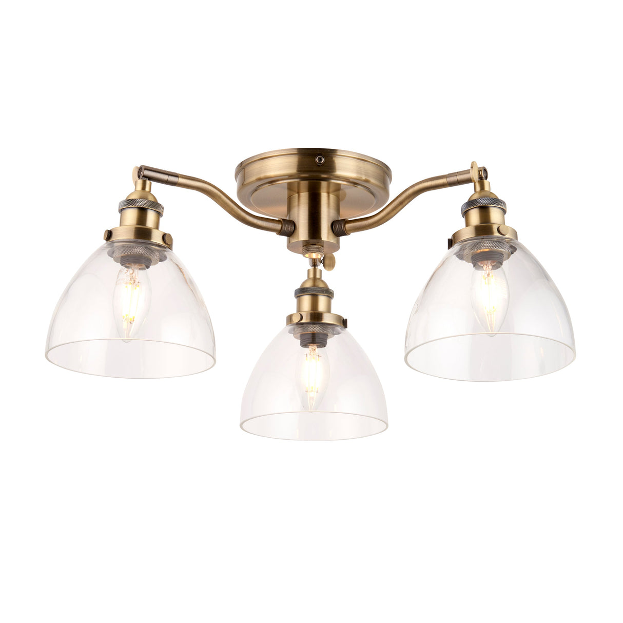 Endon Hansen 3lt Semi flush Antique Brass from Amos Lighting + Home