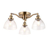 Endon Hansen 3lt Semi flush Antique Brass from Amos Lighting + Home