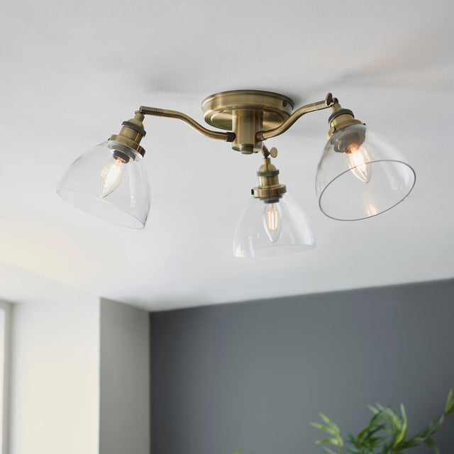 Amos Hansen 3lt Semi flush Antique Brass –  from Amos Lighting + Home