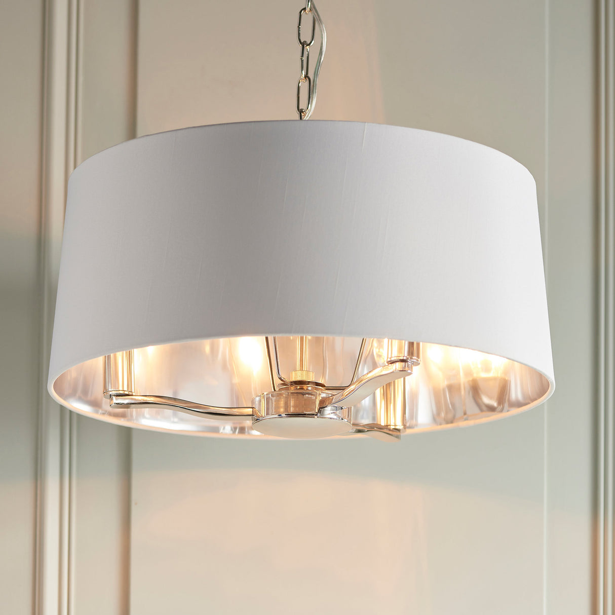 Endon Harvey 3lt Pendant Drum Bright Nickel –  from Amos Lighting + Home