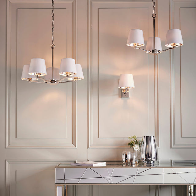 Endon Harvey 5lt Pendant Bright Nickel –  from Amos Lighting + Home