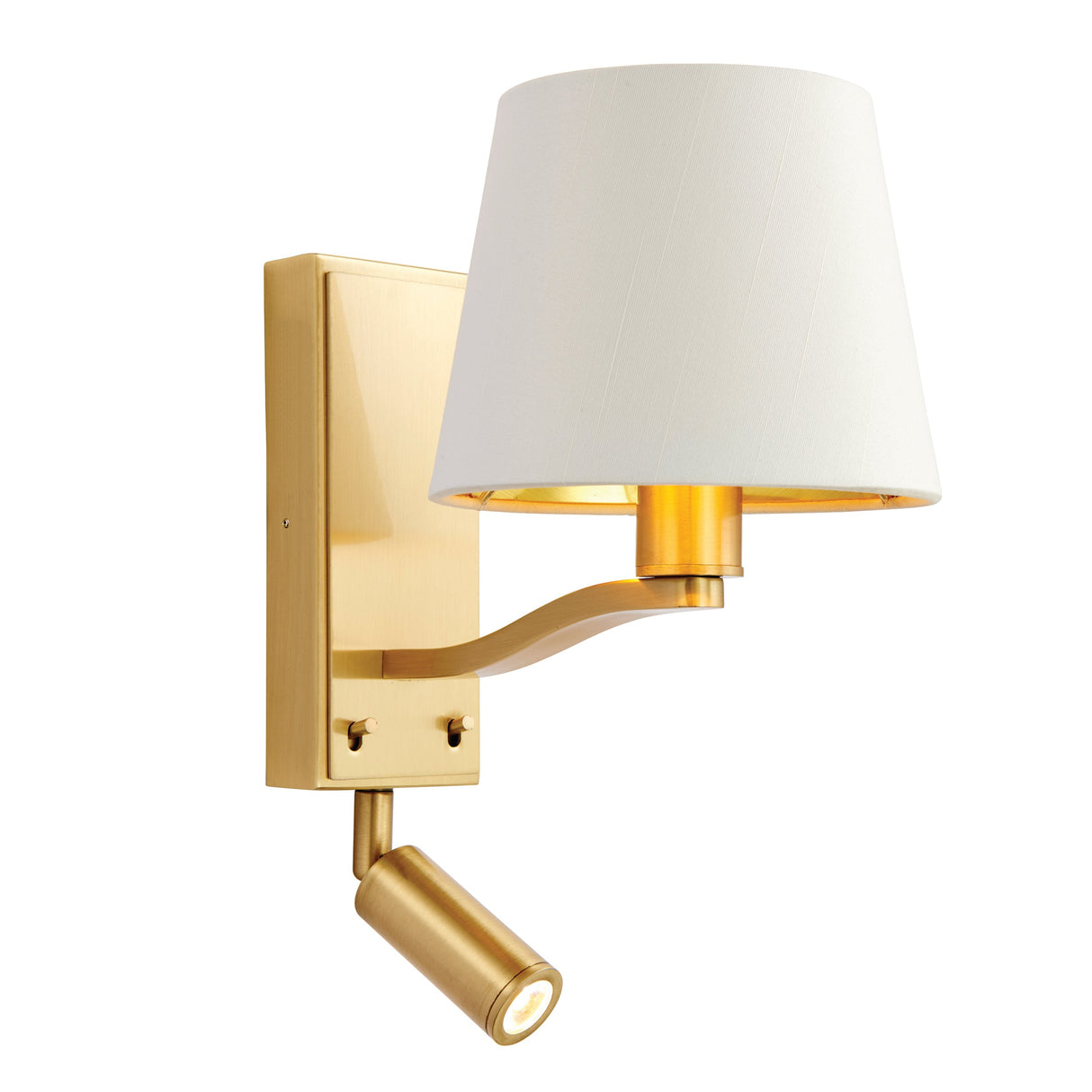 Endon Harvey Wall Light Brushed Satin Gold with LED Reader –  from Amos Lighting + Home