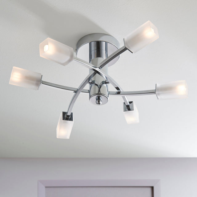 Amos Havana 6 Light Semi flush Ceiling Light Chrome –  from Amos Lighting + Home