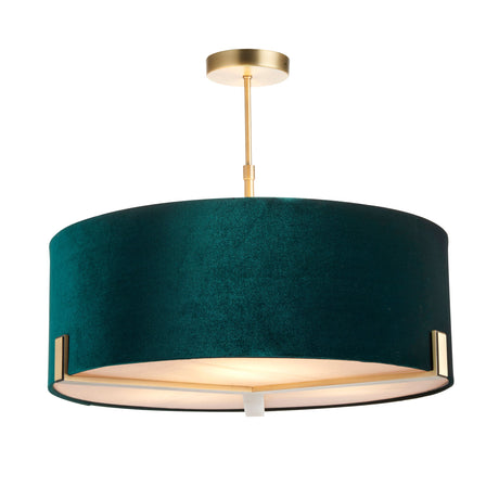 Endon Hayfield 3lt Pendant Antique Brass & Fir –  from Amos Lighting + Home