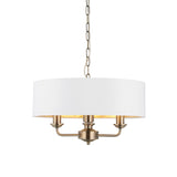 Endon Highclere 3lt Pendant Antique Brass & White –  from Amos Lighting + Home