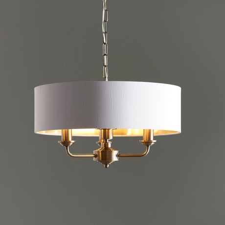 Endon Highclere 3lt Pendant Antique Brass & White –  from Amos Lighting + Home