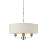 Endon Highclere 3lt Pendant Brushed Chrome & Natural –  from Amos Lighting + Home