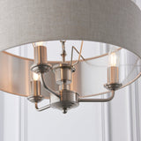 Endon Highclere 3lt Pendant Brushed Chrome & Natural –  from Amos Lighting + Home